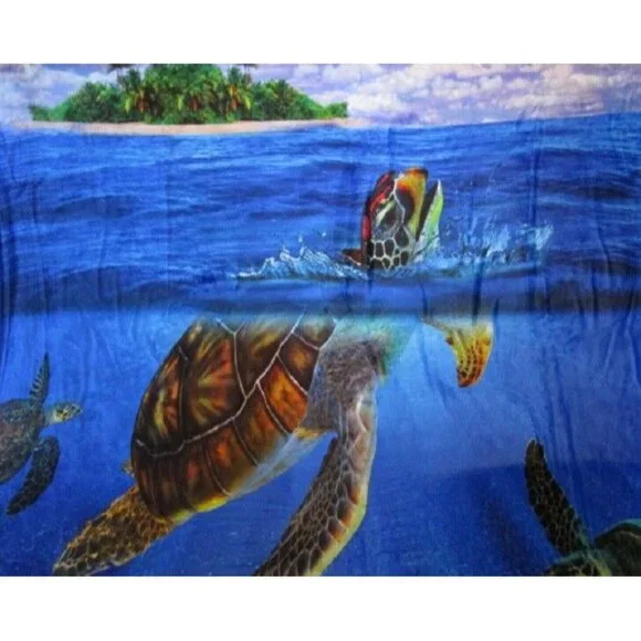 New Honu Sea Turtle Plush Fleece Throw Gift Blanket Sherpa Coral Reef Turtles - Picture 3 of 6